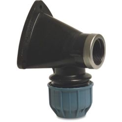 Muurplaat 90° PP 20mm x 1/2" knel x binnendraad 16bar