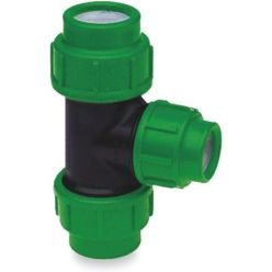 VDL Tyleen Verloop T-stuk 90° 25mm x 20mm x 25mm knelkoppeling 16bar zwart/groen KIWA